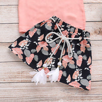 Girls Stylish Bow Top & Printed Allover Skirt - PrettyKid