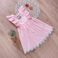 Toddler Kids girl flower pink princess dress lace lace dress - PrettyKid