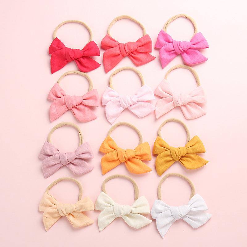 Wholesale Children's Cotton Bow Hair Circle Infant Baby Solid Color Super Soft Headband - PrettyKid