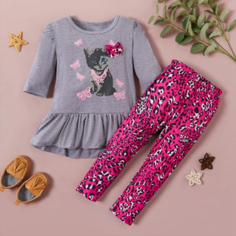 2-piece Sweatshirt & Leopard Pants for Toddler Girl - PrettyKid