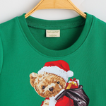 Toddler Kids Boys Green Cartoon Christmas Bear Printed Round Neck Sweater - PrettyKid