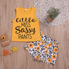 Toddler kids girls' letter sleeveless T-shirt printed shorts set - PrettyKid