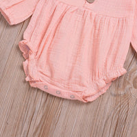 Baby Girls' Long Sleeve Solid Color Button Jumpsuit Plain Baby Clothes Wholesale - PrettyKid