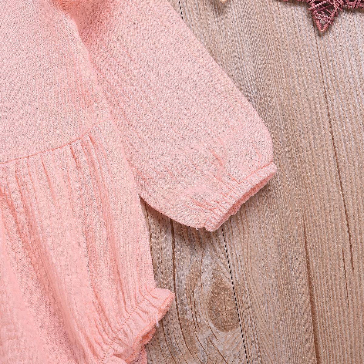 Baby Girls' Long Sleeve Solid Color Button Jumpsuit Plain Baby Clothes Wholesale - PrettyKid