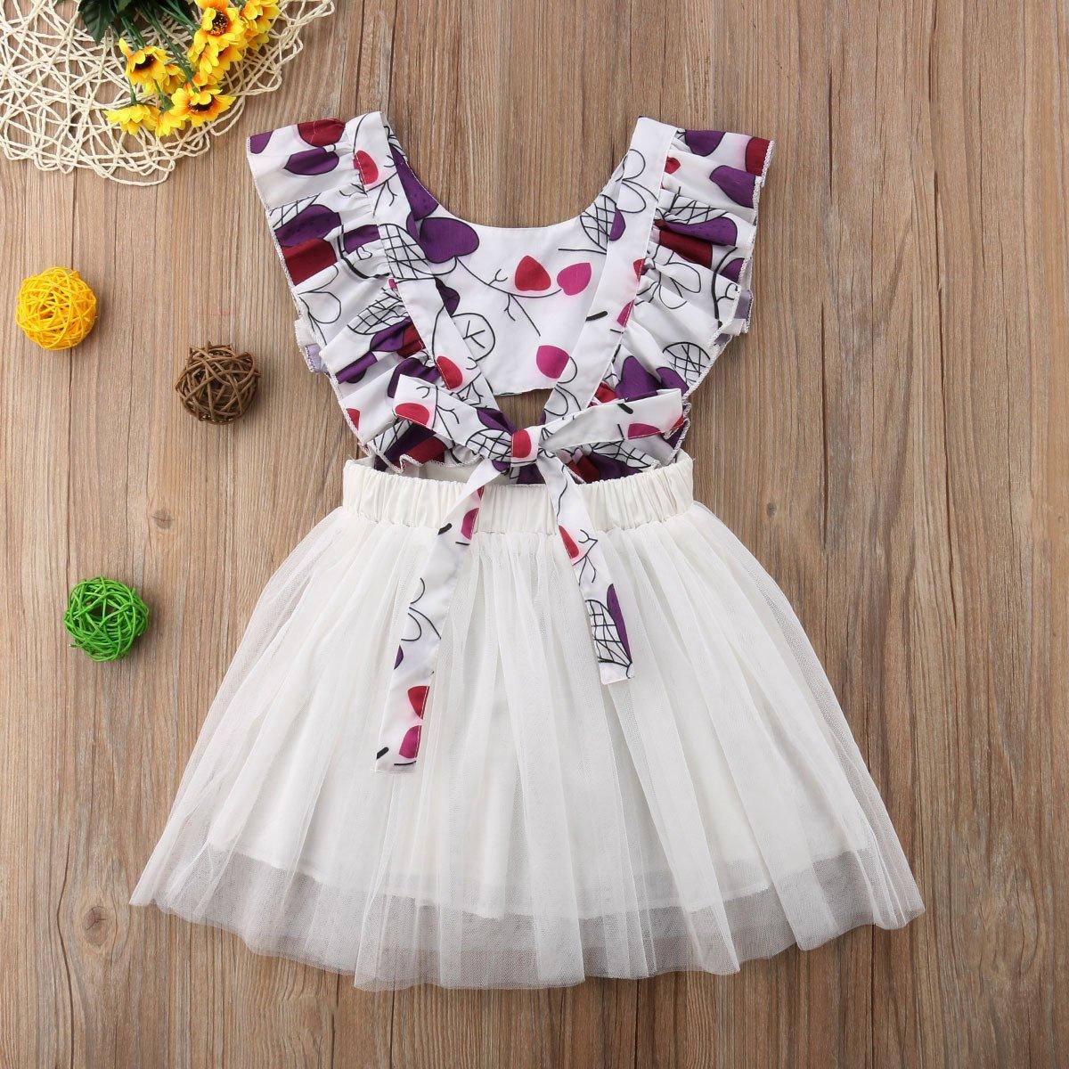 Toddler Girls Print Back Tie-Back Mesh Princess Dress - PrettyKid