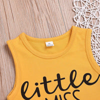 Toddler kids girls' letter sleeveless T-shirt printed shorts set - PrettyKid