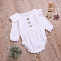 Baby Girls' Long Sleeve Solid Color Button Jumpsuit Plain Baby Clothes Wholesale - PrettyKid