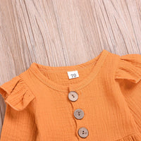 Baby Girls' Long Sleeve Solid Color Button Jumpsuit Plain Baby Clothes Wholesale - PrettyKid