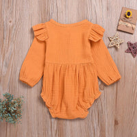 Baby Girls' Long Sleeve Solid Color Button Jumpsuit Plain Baby Clothes Wholesale - PrettyKid