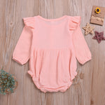 Baby Girls' Long Sleeve Solid Color Button Jumpsuit Plain Baby Clothes Wholesale - PrettyKid