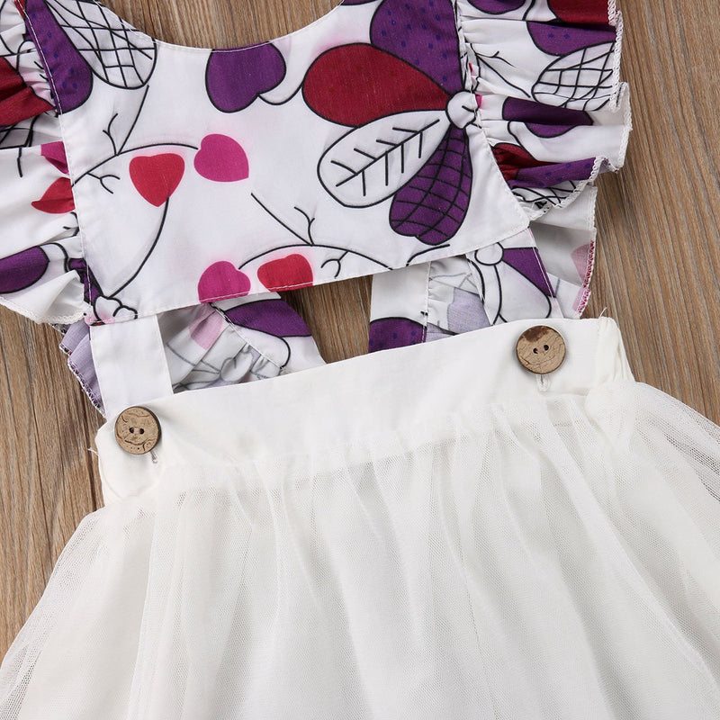 Toddler Girls Print Back Tie-Back Mesh Princess Dress - PrettyKid