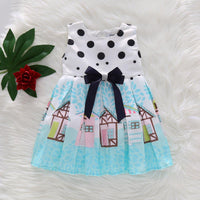 Toddler Girls Print Cartoon Dress Bow Dot Princess Dress - PrettyKid