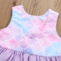 Toddler Kids Girl Mermaid Scale Print Dress Swimsuit Shorts Set - PrettyKid