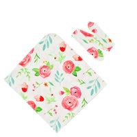 Floral Printed Blanket for Baby Newborn Wrapped Blanket Hair Band Two-piece Set - PrettyKid