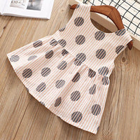 Toddler Kids Girls Stripe Dot Print Sleeveless Top Solid Shorts Bow Set - PrettyKid