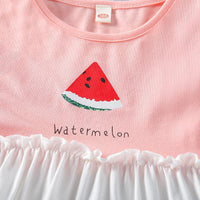 Toddler Girl Watermelon Pattern Color-block Sleeveless Dress - PrettyKid