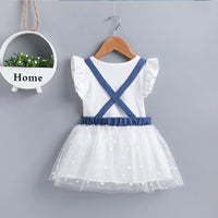 Baby Girls Solid Color Top & Mouse Print Suspender Mesh Skirt - PrettyKid