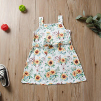 Toddler Girl's Little Fresh Chrysanthemum Print Suspender Dress - PrettyKid