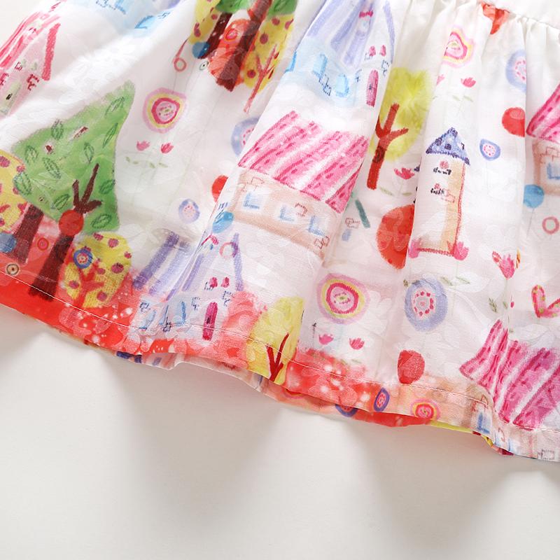 House Print Suspender Princess Dress - PrettyKid