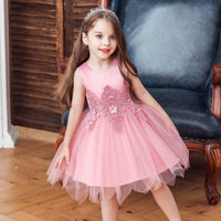 Girls' Party Dress Wedding Princess Dress Tutu Mesh Flower Girl Dress - PrettyKid