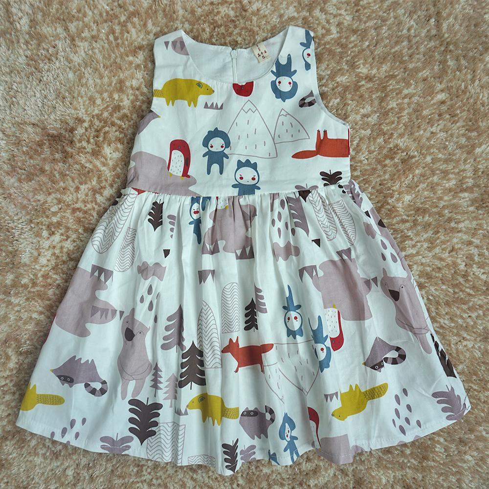 Toddler Girls Cartoon Print Dress - PrettyKid