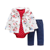 Baby Girls Red Dot Coat Jumpsuit Pants Set Plain Baby Clothes Wholesale - PrettyKid