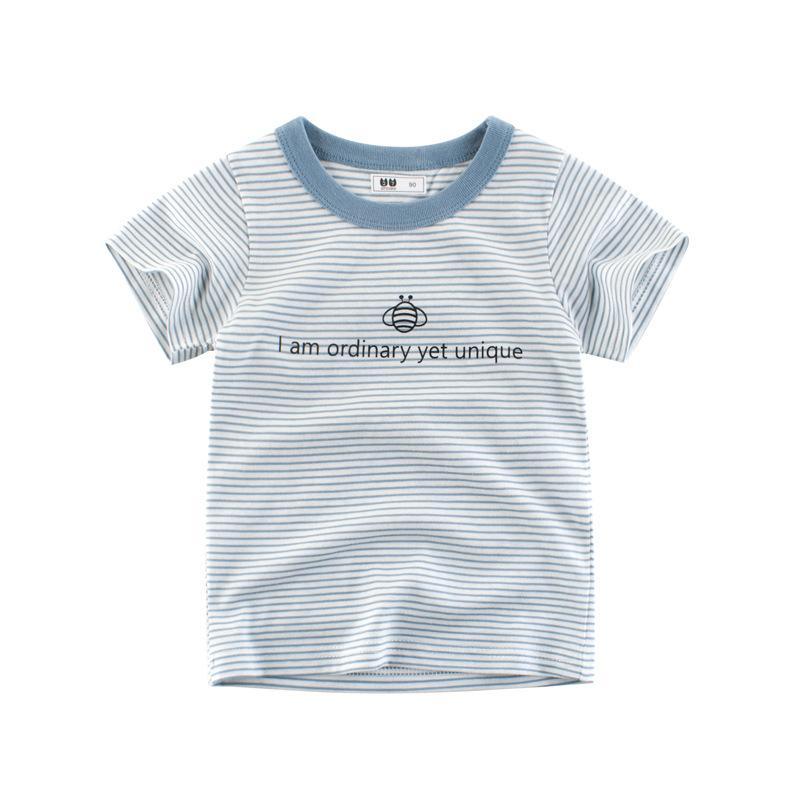 Grow Boy Bee Pattern Striped T-shirt - PrettyKid