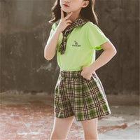 2-piece T-shirt & Plaid Shorts for Girl - PrettyKid