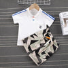 rahigo baby clothes wholesale Toddler Boy Color-block Polo Shirt & Camouflage Print Shorts - PrettyKid