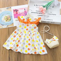 Toddler Girl Polka Dot Pattern Dress & Woven Messenger Bag Children's Clothing - PrettyKid