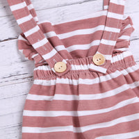 Toddler Kids Girls' Cotton Striped Straps Jumpsuit - PrettyKid