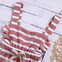 Toddler Kids Girls' Cotton Striped Straps Jumpsuit - PrettyKid