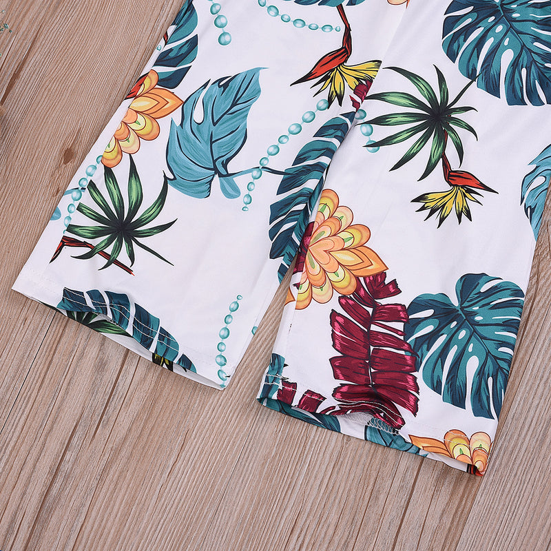 Toddler Kids Girls' Banana Leaf Printed Suspender Jumpsuit - PrettyKid