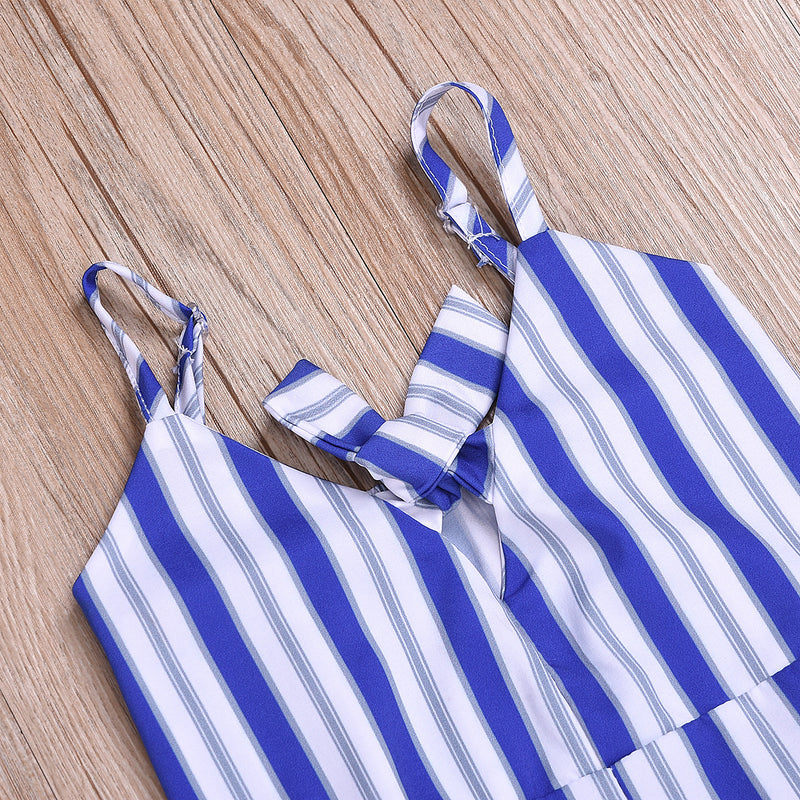 Summer toddler kids girls' striped suspender Jumpsuit - PrettyKid