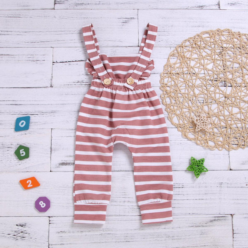 Toddler Kids Girls' Cotton Striped Straps Jumpsuit - PrettyKid