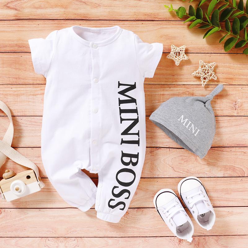 2-piece Letter Printed Bodysuit & Hat for Baby Boy（No Shoesï¼?Wholesale - PrettyKid