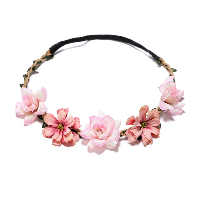 Ladies Girls Silk Simulation Flower Hair Ornaments Rose Headband Jewelry - PrettyKid