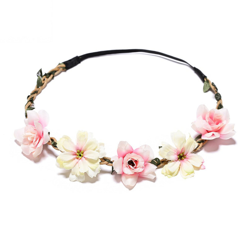 Ladies Girls Silk Simulation Flower Hair Ornaments Rose Headband Jewelry - PrettyKid