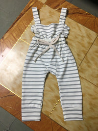 Toddler Kids Girls' Cotton Striped Straps Jumpsuit - PrettyKid