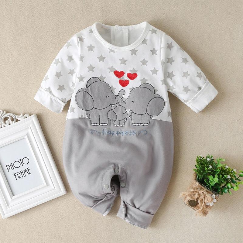 Baby Baby Elephant Love Long Sleeve Jumpsuit - PrettyKid