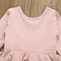 Children Girls Lace Long Sleeve Pink Dress - PrettyKid