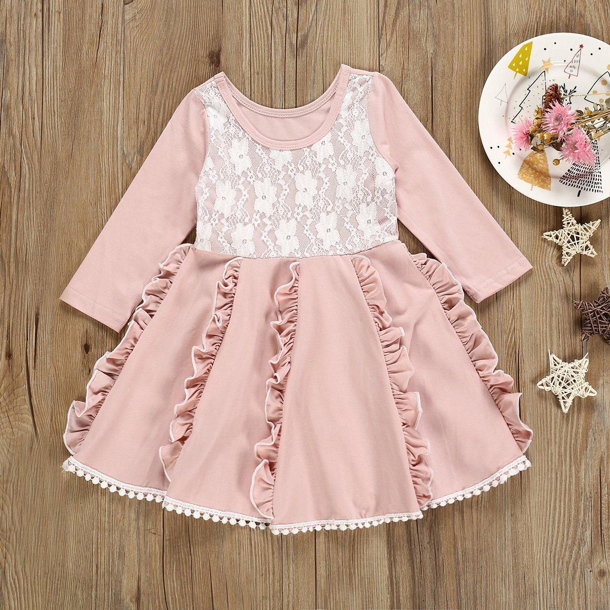 Fashionable Girl Lace Long-Sleeve Dress - PrettyKid