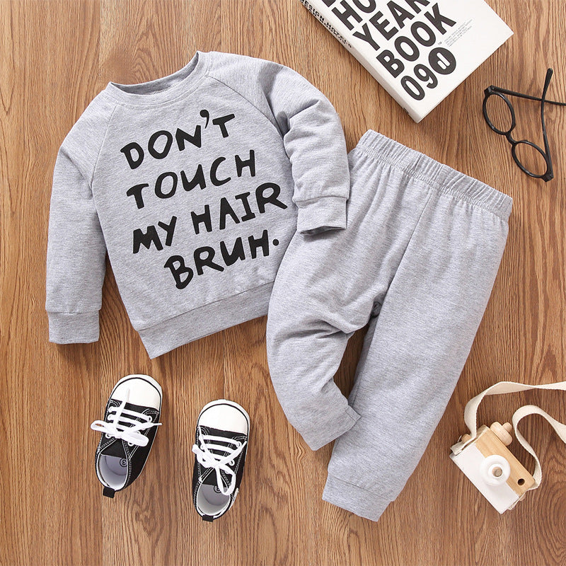 Baby Boy Letter Print Sweatshirt And Trousers Baby Boy Sets KS166893 - PrettyKid