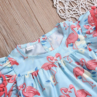 Toddler kids Girls' printed short sleeve top denim shorts two piece set - PrettyKid