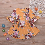 Toddler Girls Flower Allover Flare Sleeve Princess Dress - PrettyKid