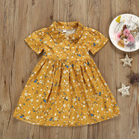 Girls Fashion Lapel Floral Allover Dress - PrettyKid