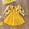 Baby Girls Sunflower Flared Sleeve Top & Suspender Skirt - PrettyKid