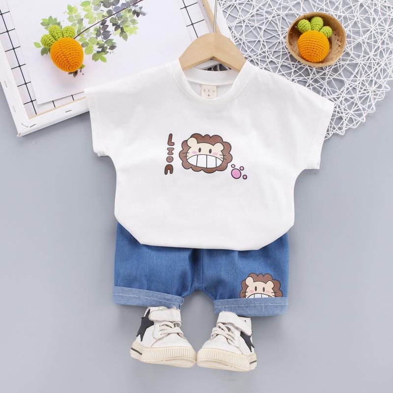 2-piece Lion Pattern T-shirt & Shorts for Children Boy - PrettyKid