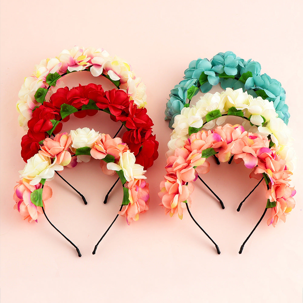 Ladies Girls Multi-color Simulation Silk Moon Garland Hair Band Jewelry - PrettyKid