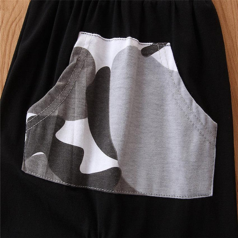 Toddler Kids Boys' Camouflage Stitched Long Sleeve Sweater Casual 2pcs Set - PrettyKid